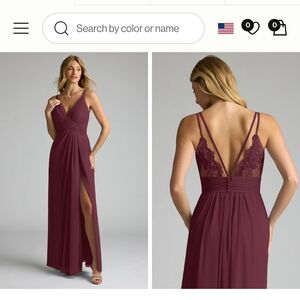 NWT Elegant Burgundy Lace Bridesmaid Azazie Maren Allure Gown